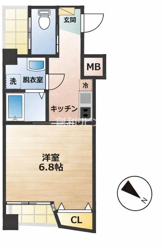 RE BIRTH道の尾(1K/2階)の間取り写真