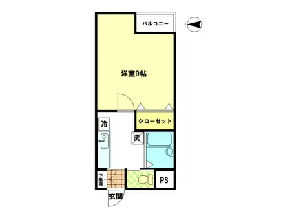 リヴェール(1K/2階)の間取り写真