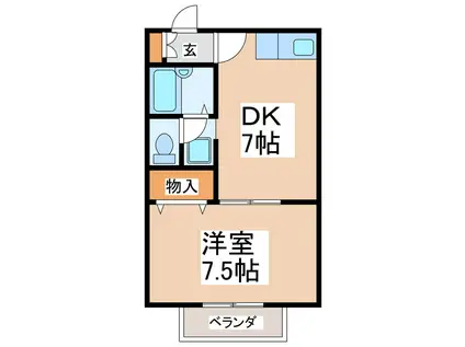 ハイツアイランド(1DK/1階)の間取り写真