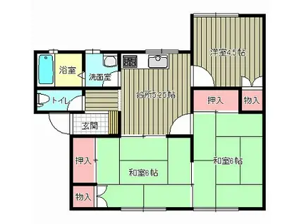 亀松ハイツA(3DK/2階)の間取り写真