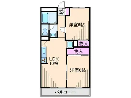 メゾンエオニア(2LDK/1階)の間取り写真