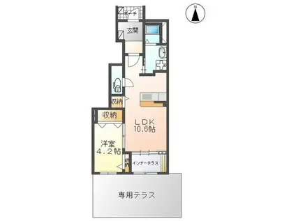 グランフォンテーヌ奏(1LDK/1階)の間取り写真