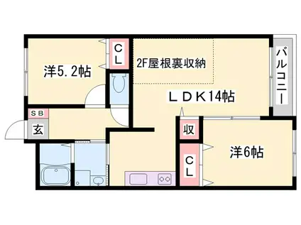 プレイン八代(2LDK/1階)の間取り写真