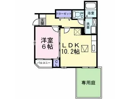 サピーハウス(1LDK/1階)の間取り写真