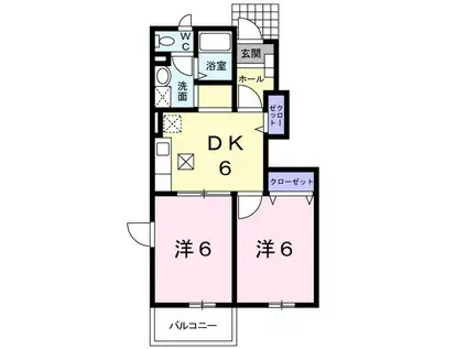 クレスト-ルユキB(2DK/1階)の間取り写真