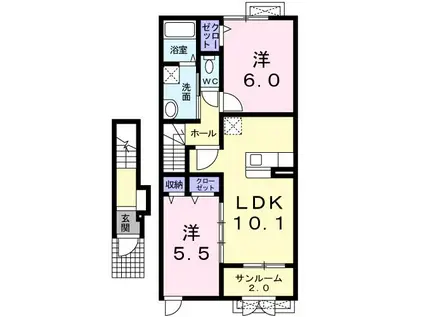 メゾン シャンテ(2LDK/2階)の間取り写真