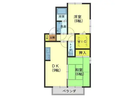 ファミール上赤江B棟(2DK/2階)の間取り写真