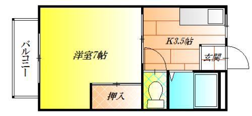 天美参番館(1K/2階)の間取り写真