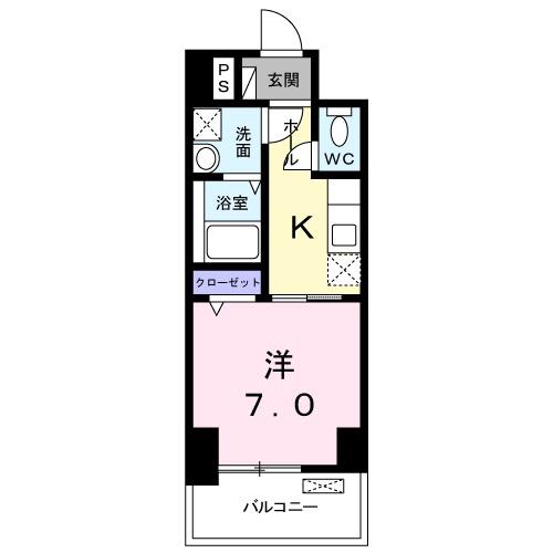 プラチナコートII(1K/8階)の間取り写真
