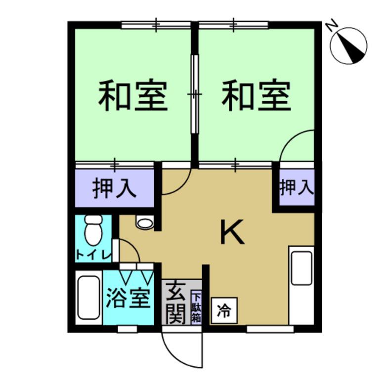 サンシティーA(2DK/2階)の間取り写真