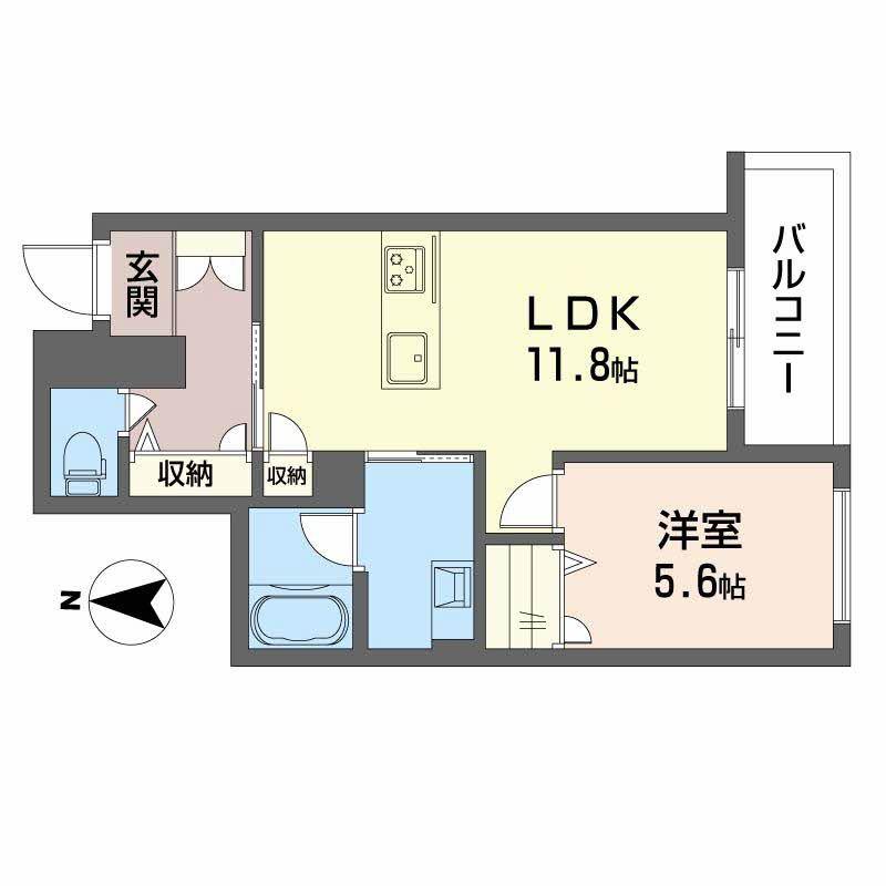 メゾン デュオール(1LDK/1階)の間取り写真