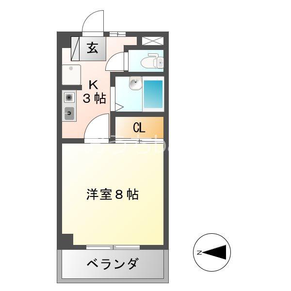 ハイネス21(1K/2階)の間取り写真