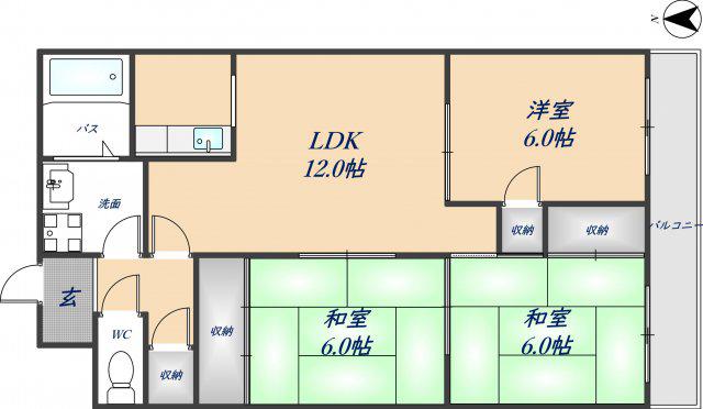 メゾン光陽(3LDK/3階)の間取り写真