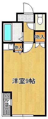 ビレ2号棟(1K/2階)の間取り写真