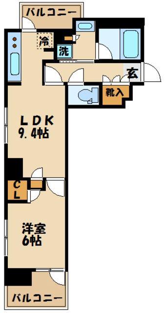 RELUXIA府中(1LDK/4階)の間取り写真