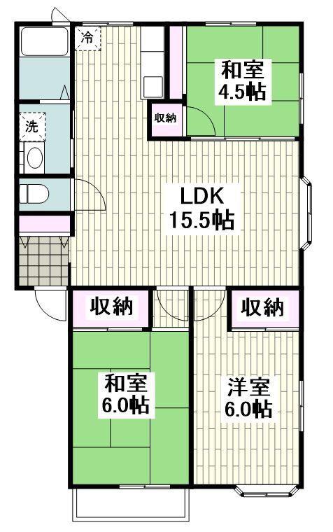 ジーエルハイツ(3LDK/1階)の間取り写真