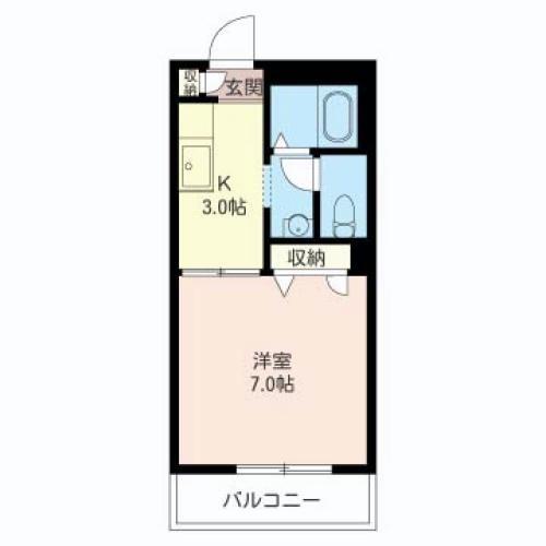 ハニーコーム(1K/3階)の間取り写真