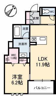 リアン古江(1LDK/2階)の間取り写真