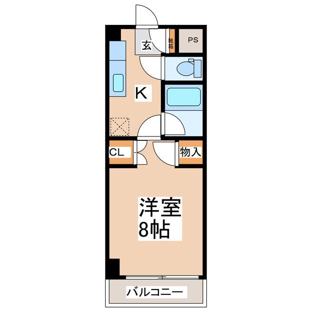 コーポスカイヒル(1K/2階)の間取り写真