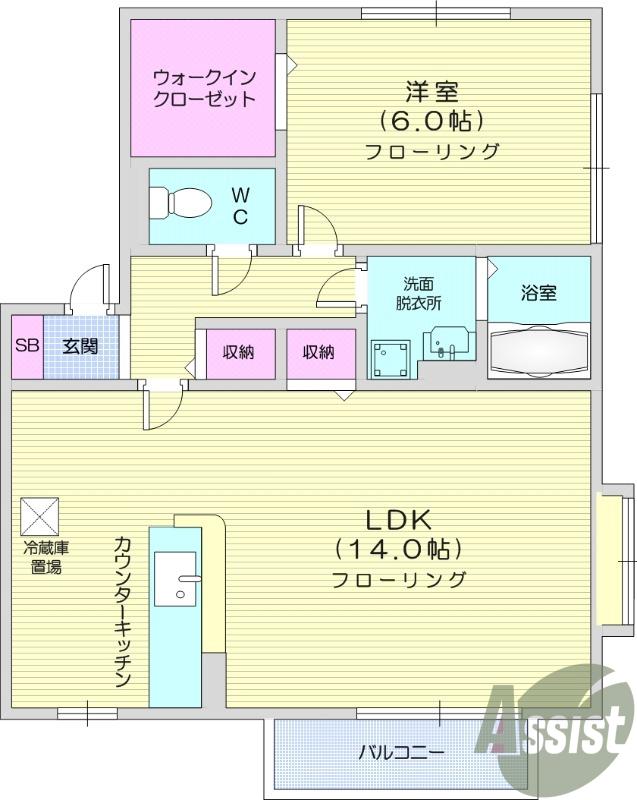 エクセレント K A(1LDK/1階)の間取り写真
