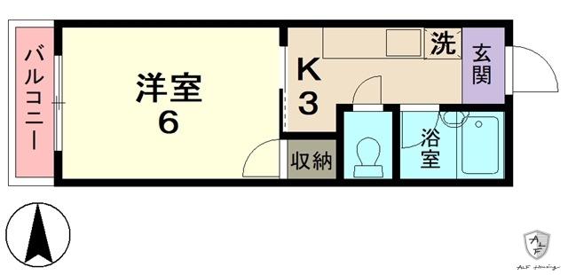 フリーデンハイム平和(1K/3階)の間取り写真