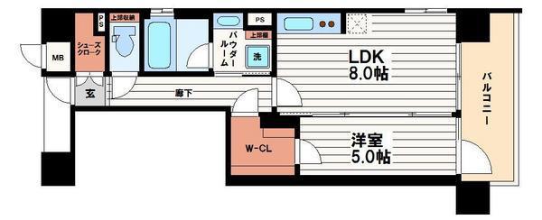 サンクレイドル大手前(1LDK/5階)の間取り写真