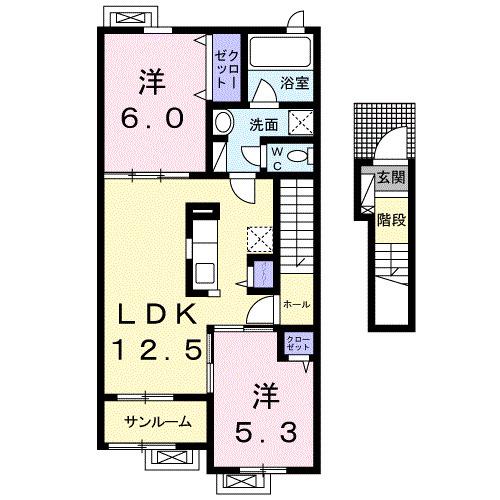 DK A&K III(2LDK/2階)の間取り写真