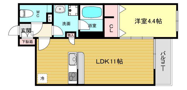 クオーレ西宮北口I(1LDK/1階)の間取り写真