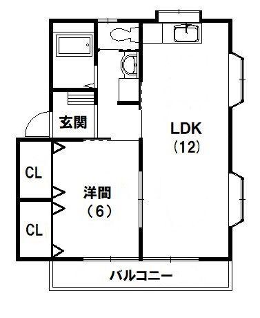 レアール早出B(1LDK/2階)の間取り写真