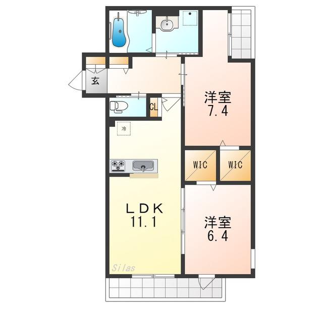 CONFORT YAMATO(2LDK/2階)の間取り写真