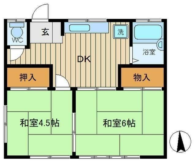 冨士美コーポ(2DK/1階)の間取り写真