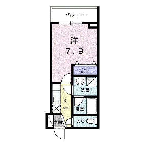 ライズ脇田町II(1K/4階)の間取り写真
