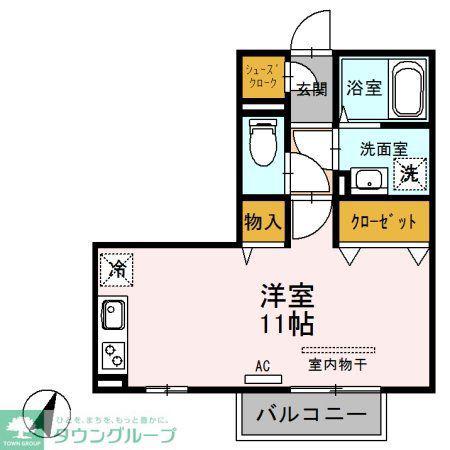 MYCORONETB(ワンルーム/2階)の間取り写真