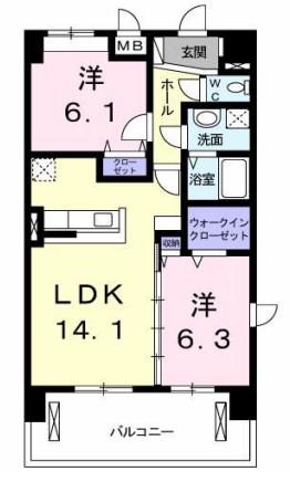 ホワイトヒルズ ドリーバーデン(2LDK/3階)の間取り写真