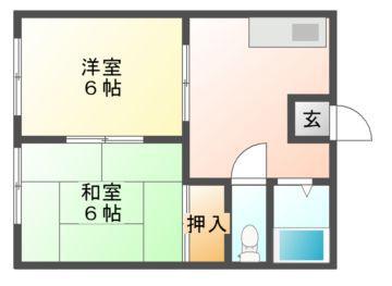 ことぶきコーポ(2DK/2階)の間取り写真