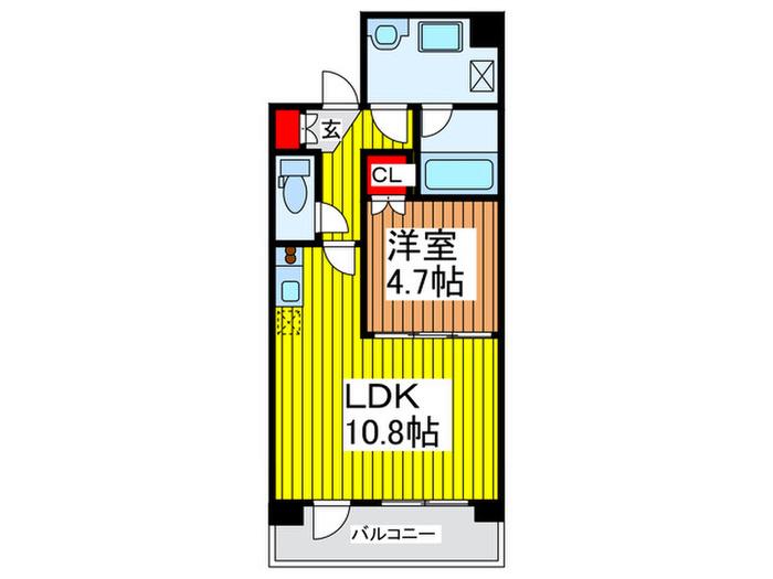 シュロスさいたま新都心(1LDK/4階)の間取り写真