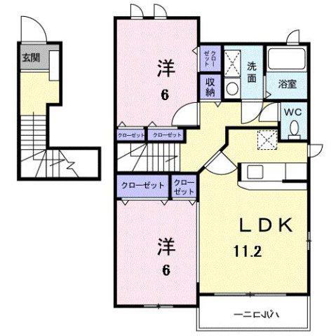 パストラル川部A(2LDK/2階)の間取り写真