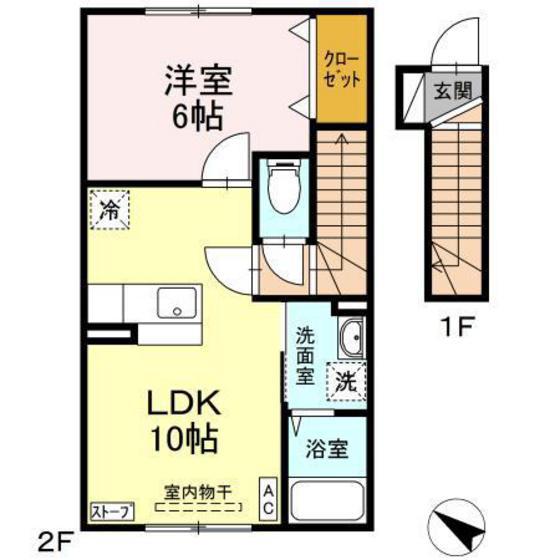 グランモア三好 A(1LDK/1階)の間取り写真