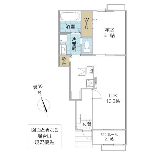 モノテラス(1LDK/1階)の間取り写真