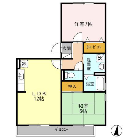 エスパス寺島(2LDK/1階)の間取り写真