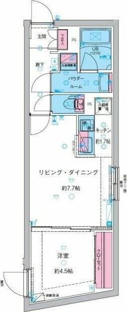 GENOVIA池袋(1LDK/1階)の間取り写真