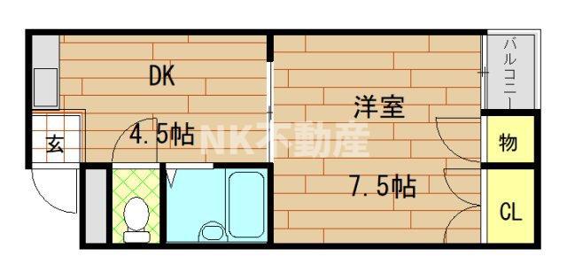 ハイムフォレスト(1DK/3階)の間取り写真