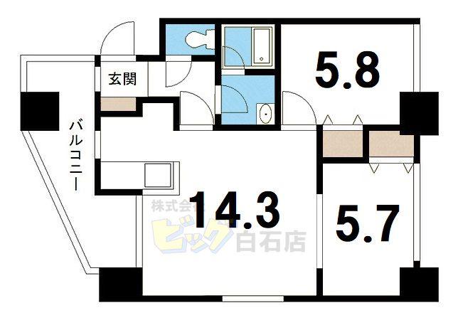 ルートピア琉世(2LDK/8階)の間取り写真
