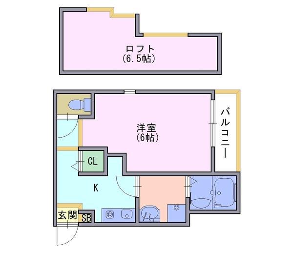 ハーモニーテラス淀木津町3(1K/2階)の間取り写真