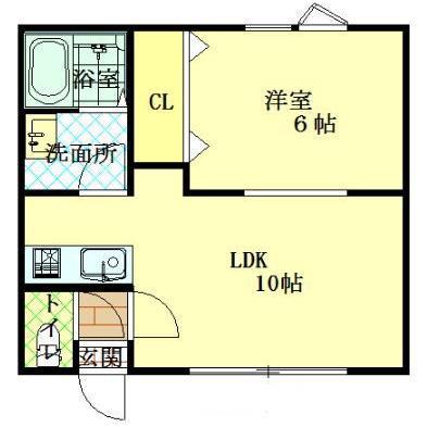 ノースシャインK(1LDK/2階)の間取り写真