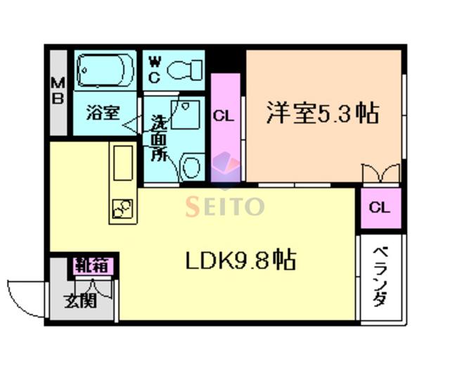 レジデンスコート江坂(1LDK/1階)の間取り写真
