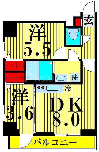 アイル プレミアム東京押上ノース(2DK/3階)の間取り写真