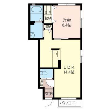 ナチュール白銀(1LDK/1階)の間取り写真