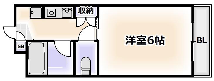 アソシアI(1K/5階)の間取り写真
