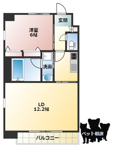 S-RESIDENCE淀屋橋(1LDK/2階)の間取り写真